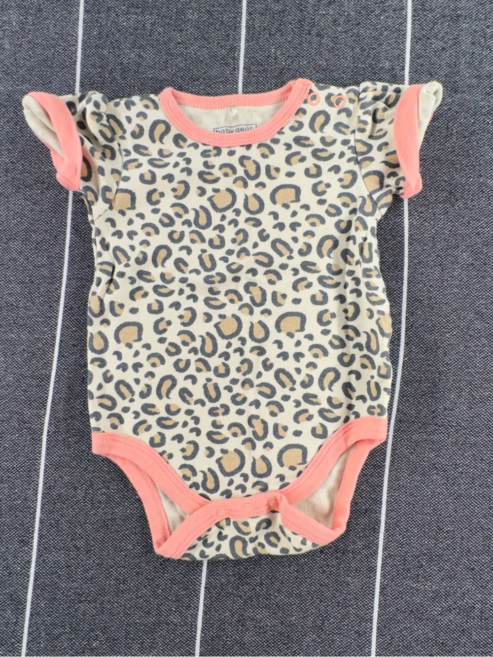 Baby Gear Cream Leopard-Print One-Piece with Pink Trim